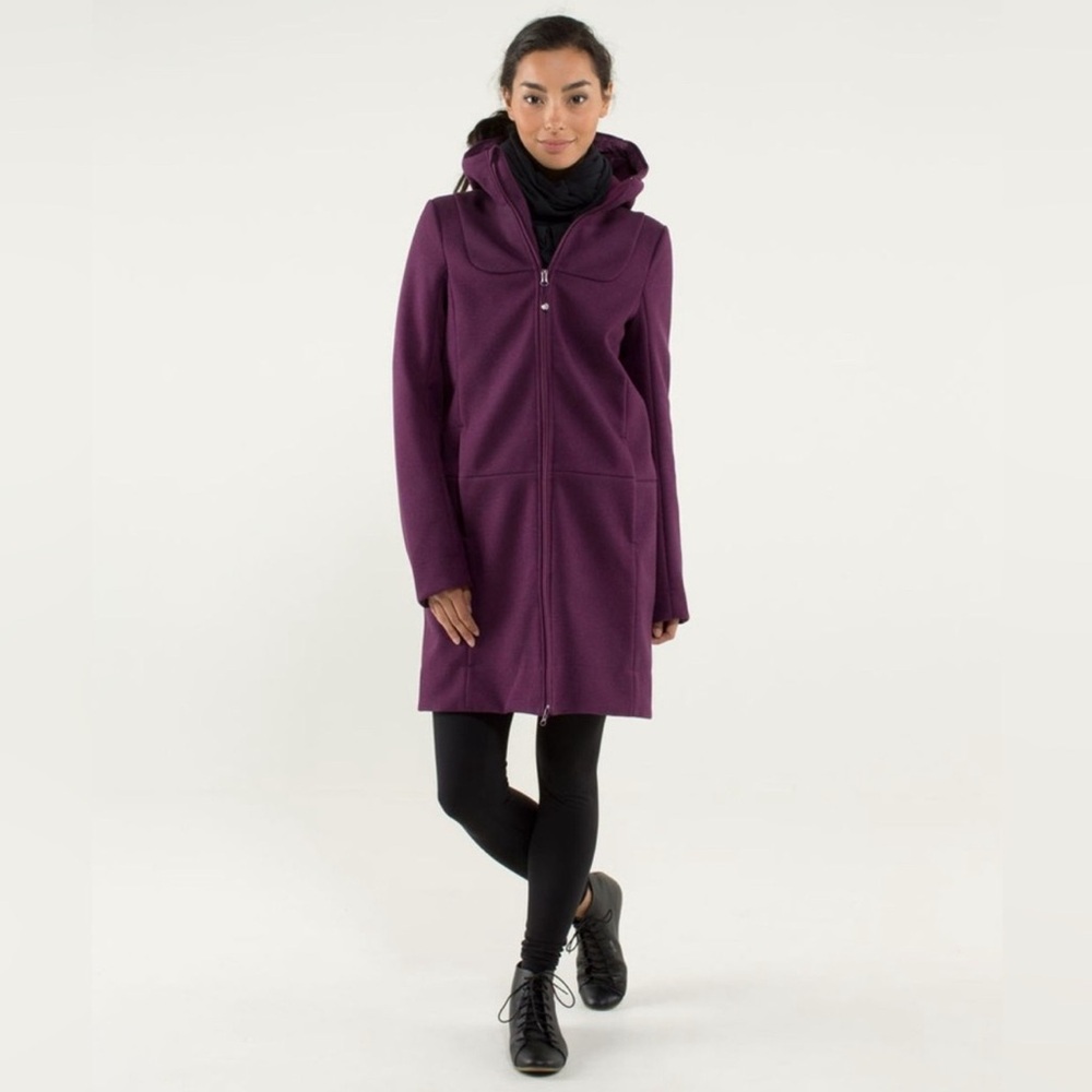 Lululemon city softshell coat plum size 8 jacket raincoat windbreaker tweed